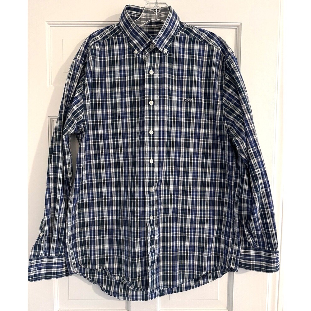 Vineyard Vines Men's M Whale Charleston Green Tartan Plaid Button-Down Shirt